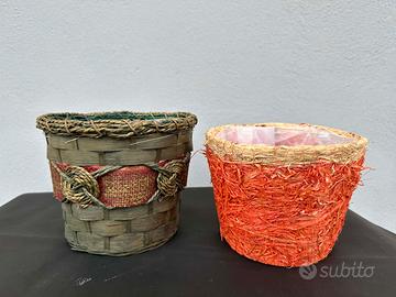 2 cestini, porta fiori, piante