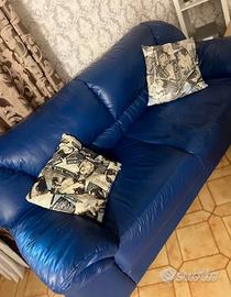 Divano 3 e 2 Posti in Pelle Blu