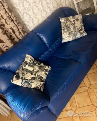 Divano 3 e 2 Posti in Pelle Blu