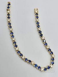 BRACCIALE TENNIS ORO ZAFFIRI E DIAMANTI