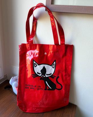 Borsa Gatto in PVC rossa
