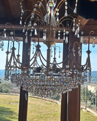lampadario con pendenti in cristallo