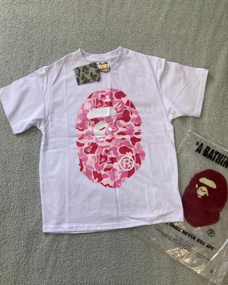 Maglietta bianca e rosa bape M