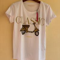 T-shirt donna cotone bianco happiness vespa