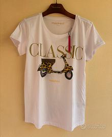 T-shirt donna cotone bianco happiness vespa