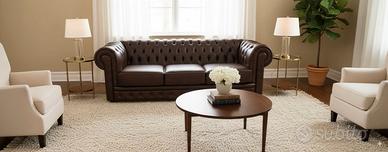 Chester 3 posti in vera pelle vintage tabacco