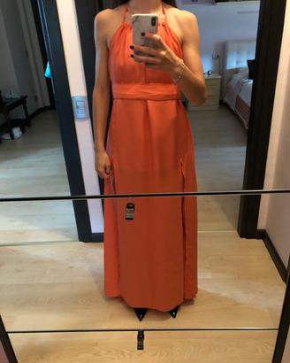 Abito da cerimonia corallo creato in sartoria