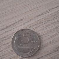 monete5 lire anno 1954