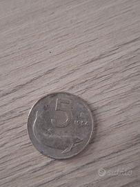 monete5 lire anno 1954