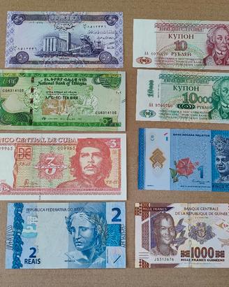 Lotto collezione 8 banconote mondo Fiordistampa 