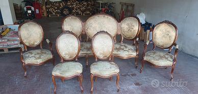 SALOTTO ANTICO COMPLETO IN LEGNO MASSELLO