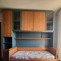 Letto singolo + armadio a ponte con cassettoni