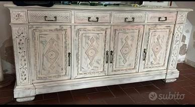 Credenza Madia grande 4 ante Shabby Chic in legno