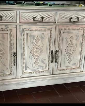 Credenza Madia grande 4 ante Shabby Chic in legno