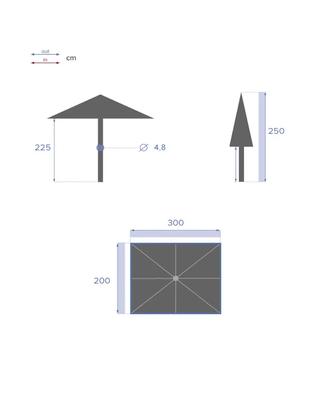 Ombrellone palo centrale 2x3 m in alluminio