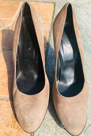 Décolleté con Tacco Tod's Suede Beige Gommini