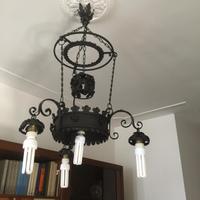 Antico lampadario ferro battuto