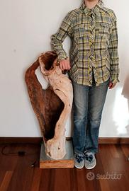 Grande unica lampada da terra legno naturale