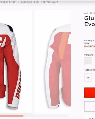 GIACCA MOTO DUCATI PELLE SPEED EVO C2 SPIDI TG 50
