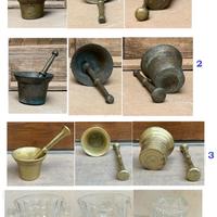 Mortaio pestello rame bronzo ottone vetro farmacia