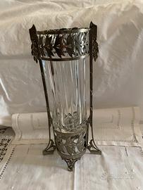 Collezionismo vaso Liberty vetro metallo soliflore