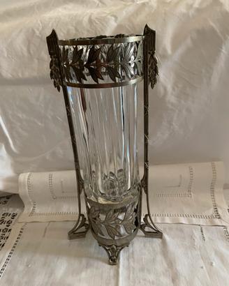 Collezionismo vaso Liberty vetro metallo soliflore