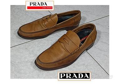 Mocassini Prada Vera Pelle n.41,5 Suola Cuoio Loaf