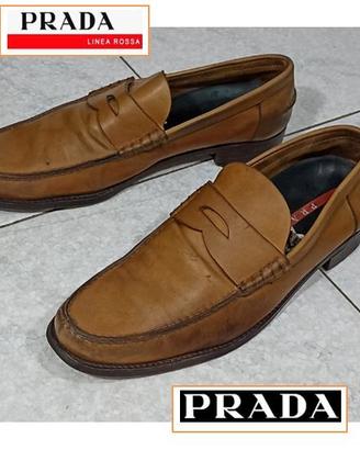 Mocassini Prada Vera Pelle n.41,5 Suola Cuoio Loaf