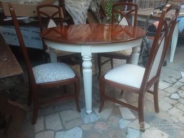tavolo allu stile inglese shabby chic + 4 sedie 