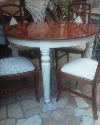 tavolo allu stile inglese shabby chic + 4 sedie 