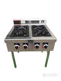CUCINA INDUSTRIALE 4 FUOCHI ACCIAIO E GHISA RISTO