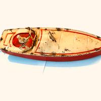 Giocattolo motoscafo latta anni ’30-50