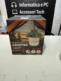 Lampada da campeggio ricaricabiUSB 3 modalità luce