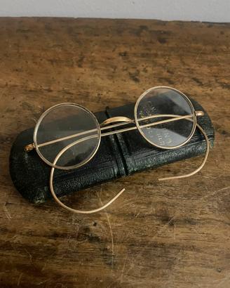 Occhiali antichi tondi Chambord pince-nez dorati