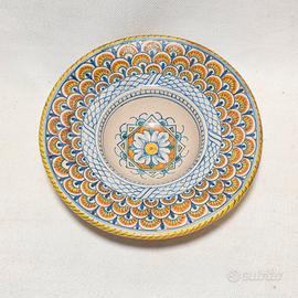 Piccolo piatto ceramica coda pavone Grazia Deruta