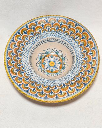 Piccolo piatto ceramica coda pavone Grazia Deruta