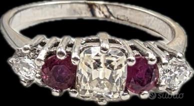 ANELLO ORO DIAMANTI RUBINI