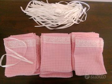 Sacchetti portaconfetti + nastro quadri Vichy 47pz