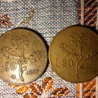 2 monete 20 lire 1957-1958