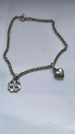 bracciale argento quadrifoglio cuore