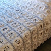 Coperta di cotone a uncinetto, fatta a mano