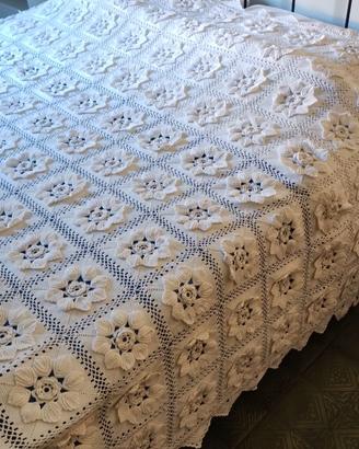Coperta di cotone a uncinetto, fatta a mano