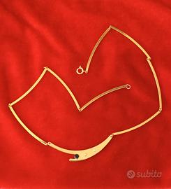 Collana girocollo dorata con strass