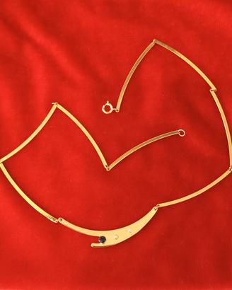 Collana girocollo dorata con strass