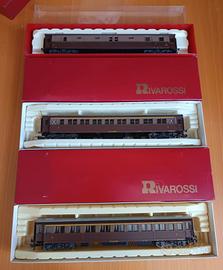 Rivarossi 4 carrozze +1 carro merci livrea marrone