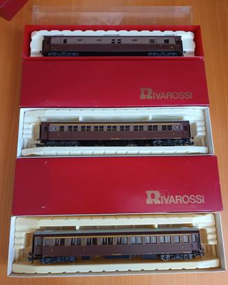 Rivarossi 5 carrozze+1 vagone merci livrea marrone