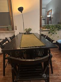 Tavolo in legno massello + 6 sedie pieghevoli