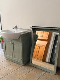 Mobile bagno in legno massello con specchio