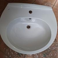 Lavabo bagno Globo con colonna in ceramica bianca