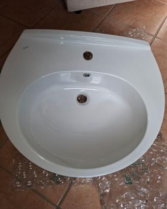 Lavabo bagno Globo con colonna in ceramica bianca